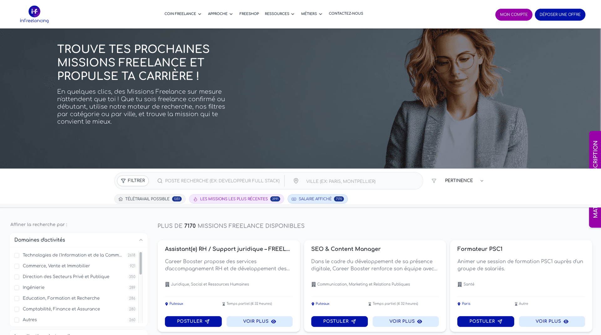 Infreelancing - Plateforme de mise en relation entre freelances et entreprises